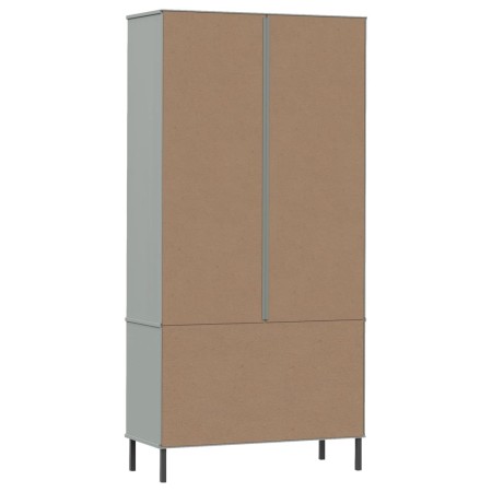 Libreria Gambe Metallo Grigio 85x35x172,5cm Legno Massello OSLO