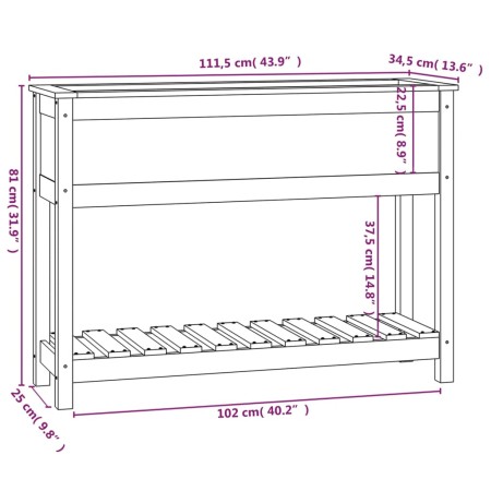 Fioriera con Mensola Miele 111,5x34,5x81 cm Legno Massello Pino