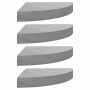 Mensole Angolari 4 pz Grigio Cemento 25x25x3,8 cm in MDF