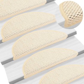 Tappeti Autoadesivi Scale Aspetto Sisal 15 pz 56x17x3 cm Crema