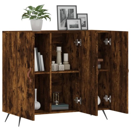 Credenza Rovere Fumo 90x34x80 cm in Legno Multistrato