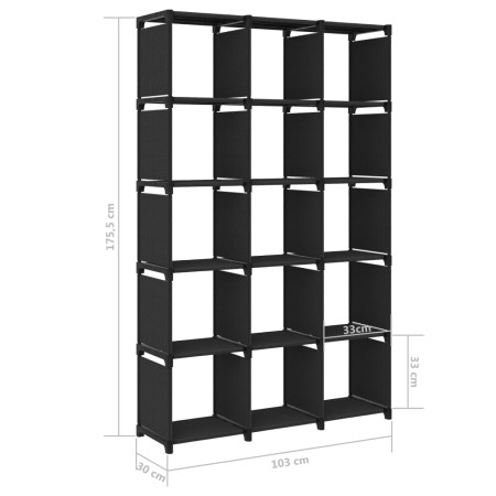 Mobile per 15 Scatole a Cubo Nero 103x30x175,5 cm in Tessuto