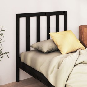 Testiera per Letto Nera 81x4x100 cm in Legno Massello di Pino