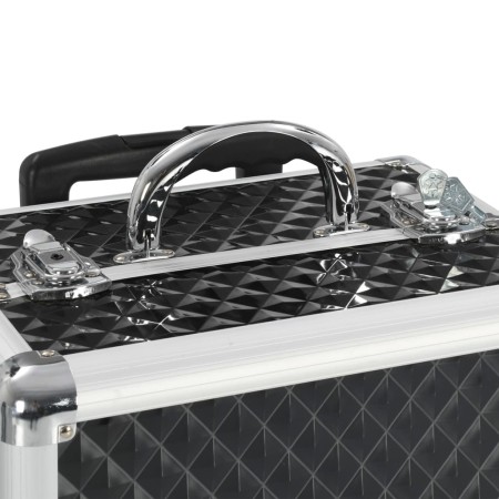 Valigia Trolley per Cosmetici 35x29x45 cm Nera in Alluminio