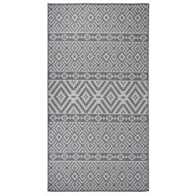 Tappeto da Esterni a Tessitura Piatta 80x150 cm Strisce Blu