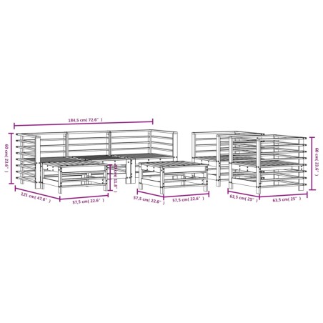 Set Salotto da Giardino 7 pz Miele in Legno Massello di Pino