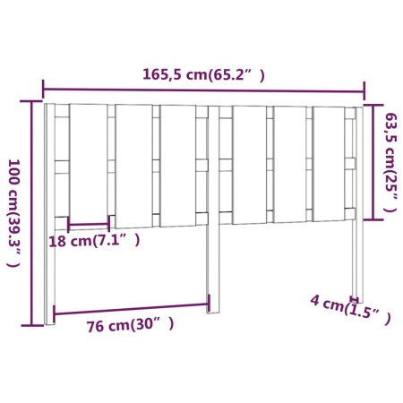 Testiera per Letto Miele 165,5x4x100 cm Legno Massello di Pino