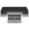 Set Divani da Giardino 9 pz Grigio Cuscini Massello di Pino