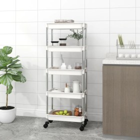 Carrello da Cucina 5 Ripiani Bianco 42x29x128 cm Ferro e ABS