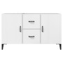 Credenza Bianco Lucido 100x36x60 cm in Legno Multistrato