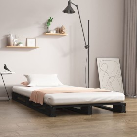 Letto a Pallet Nero 75x190 cm Small Single Legno di Pino