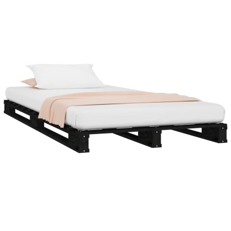 Letto a Pallet Nero 75x190 cm Small Single Legno di Pino