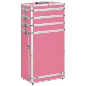 Valigia Trolley per Cosmetici in Alluminio Rosa