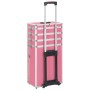 Valigia Trolley per Cosmetici in Alluminio Rosa