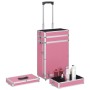 Valigia Trolley per Cosmetici in Alluminio Rosa