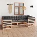 Set Divani Giardino 6 pz con Cuscini in Legno Massello di Pino