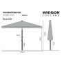Madison Ombrellone Flores Luxe 300 cm Rotondo Grigio