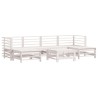 Set Salotto da Giardino 7 pz Bianco in Legno Massello di Pino