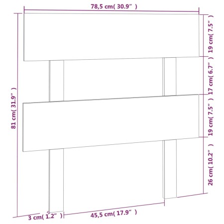 Testiera per Letto 78,5x3x81 cm Legno Massello di Pino