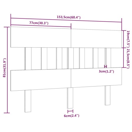 Testiera per Letto Miele 153,5x3x81 cm Legno Massello di Pino