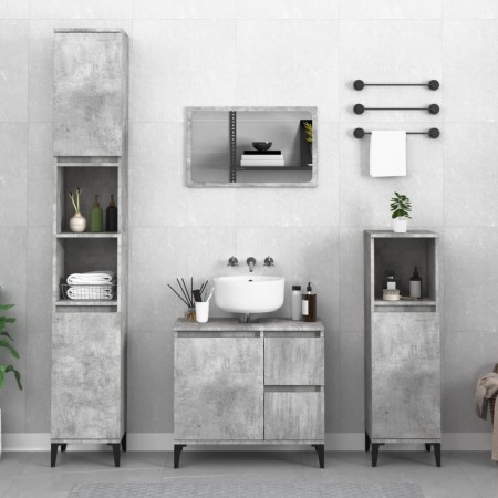 Armadietto da Bagno Grigio Cemento 65x33x60cm Legno Multistrato