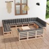 Set Divani Giardino 14 pz con Cuscini in Legno Massello di Pino