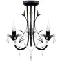 Lampadario Art Nouveau Nero Metallo Perline Cristallo e Lampadine E14
