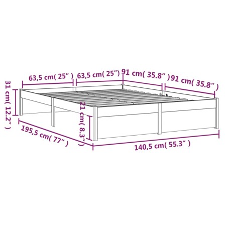 Giroletto Miele in Legno Massello 135x190 cm Double