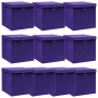 Scatole Portaoggetti con Coperchi 10pz Viola 32x32x32cm Tessuto