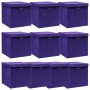Scatole Portaoggetti con Coperchi 10pz Viola 32x32x32cm Tessuto