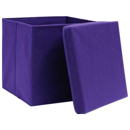 Scatole Portaoggetti con Coperchi 10pz Viola 32x32x32cm Tessuto