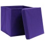Scatole Portaoggetti con Coperchi 10pz Viola 32x32x32cm Tessuto