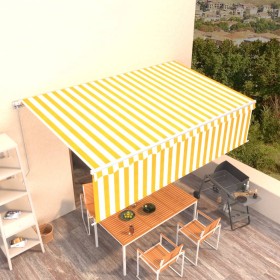 Tenda Sole Retrattile Manuale con Parasole 5x3m Gialla Bianca