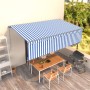 Tenda Sole Retrattile Manuale con Parasole 5x3m Blu e Bianco