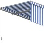 Tenda Sole Retrattile Manuale con Parasole 5x3m Blu e Bianco