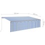 Tenda Sole Retrattile Manuale con Parasole 5x3m Blu e Bianco