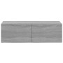 Mobili TV Muro 2pz Grigio Sonoma 100x30x30 cm Legno Multistrato