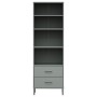 Libreria con 2 Cassetti Grigio 60x35x180 cm Legno Massello OSLO