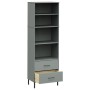 Libreria con 2 Cassetti Grigio 60x35x180 cm Legno Massello OSLO