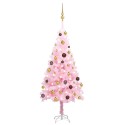 Albero di Natale Preilluminato con Palline Rosa 120 cm PVC