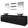Set Mobili da Bagno 10 pz con Lavabo e Rubinetto Nero