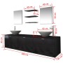 Set Mobili da Bagno 10 pz con Lavabo e Rubinetto Nero