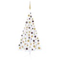 Set Albero Natale Artificiale a Metà LED Palline Bianco 150cm