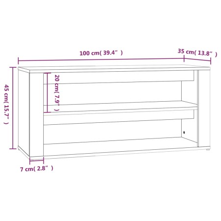 Scarpiera Grigio Cemento 100x35x45 cm in Legno Multistrato