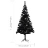 Albero di Natale Preilluminato con Palline Nero 180 cm PVC