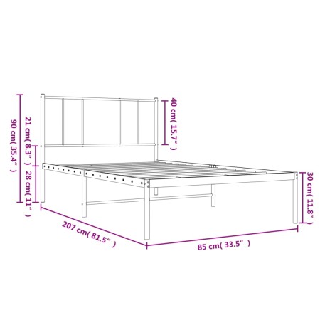 Giroletto con Testiera Metallo Bianco 80x200 cm