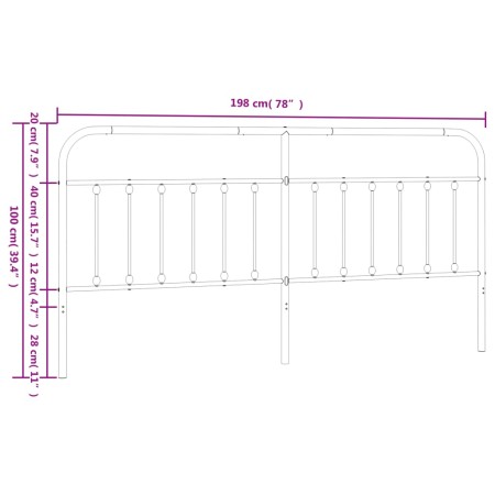 Testiera in Metallo Bianco 193 cm