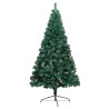 Albero di Natale a Metà Preilluminato con Palline Verde 180 cm