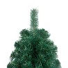 Albero di Natale a Metà Preilluminato con Palline Verde 180 cm