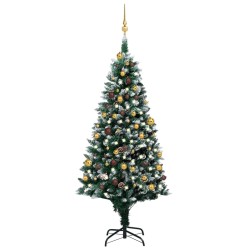 Albero di Natale Preilluminato con Palline e Pigne 180 cm